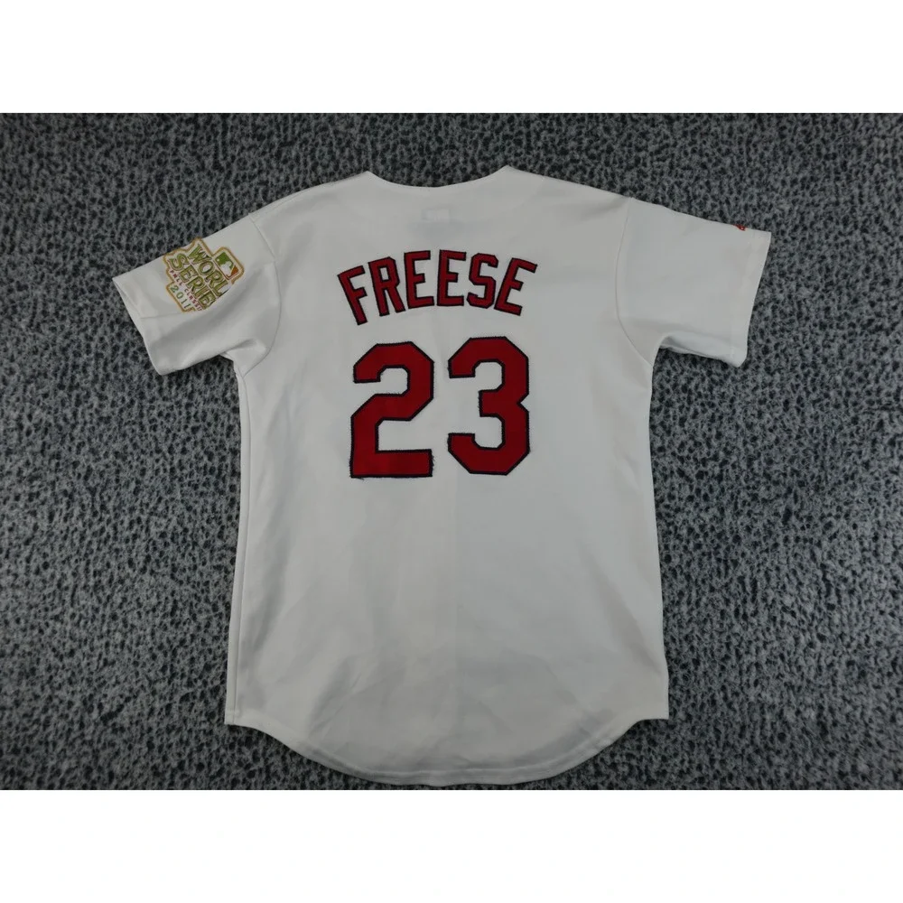 Majestic Baseball Jersey‎ Youth Large White 2011 World Series David Freese 23
